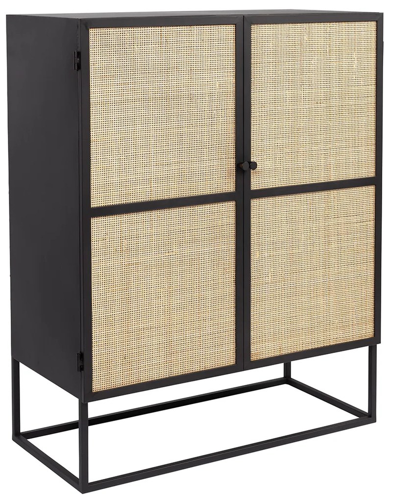 Rotan Kastje Zwart Japandi Stijl - 80x38x100cm.