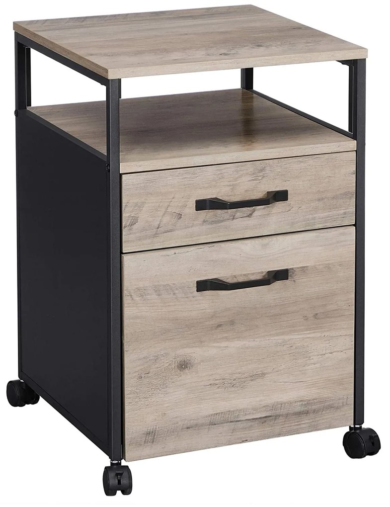 Nancy's Ladeblok Industrieel - Ladeblokken - Rolcontainer met Slot - 2 Lades - 41 x 45 x 66 cm