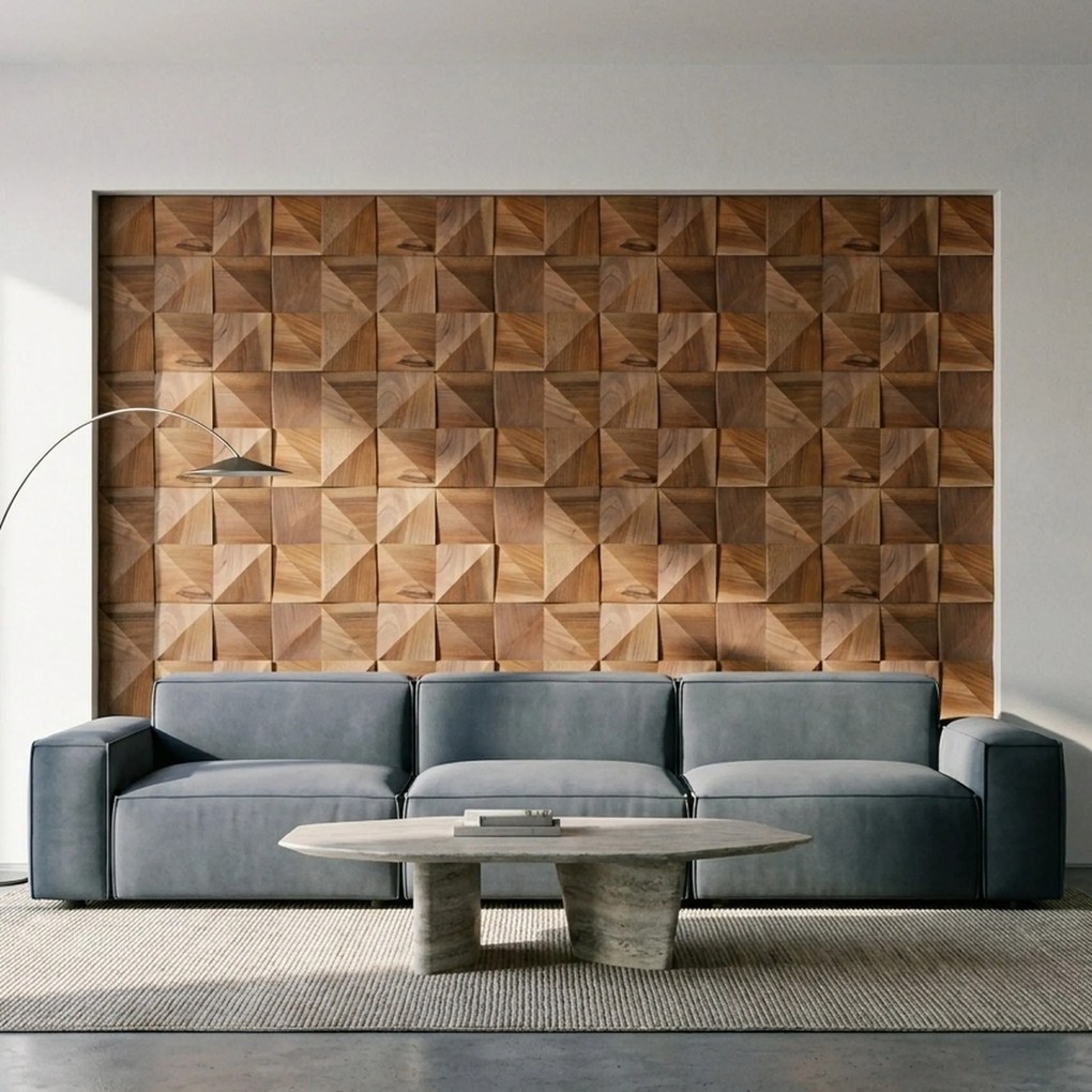3D Houten Wandpaneel | Slim Walnoot | 20×40 cm | Wanddecoratie