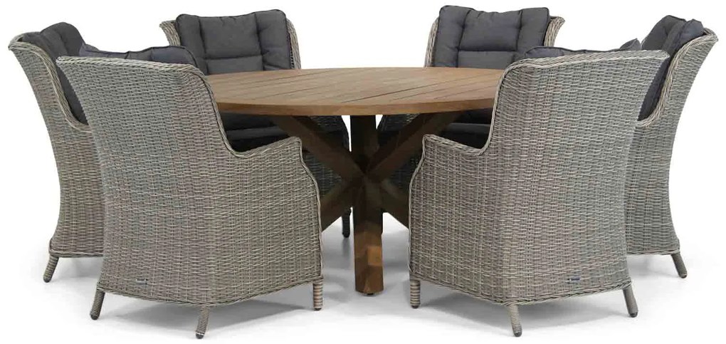 Tuinset Ronde Tuintafel 6 personen 160 cm Wicker Grijs  Garden Collections Aberdeen/Sand