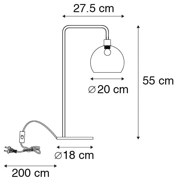 Moderne tafellamp zwart met smoke glas - Maly Modern E27 rond Binnenverlichting Lamp