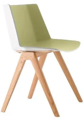 MDF Italia Aïku Wood stoel naturel eiken onderstel wit - olive green