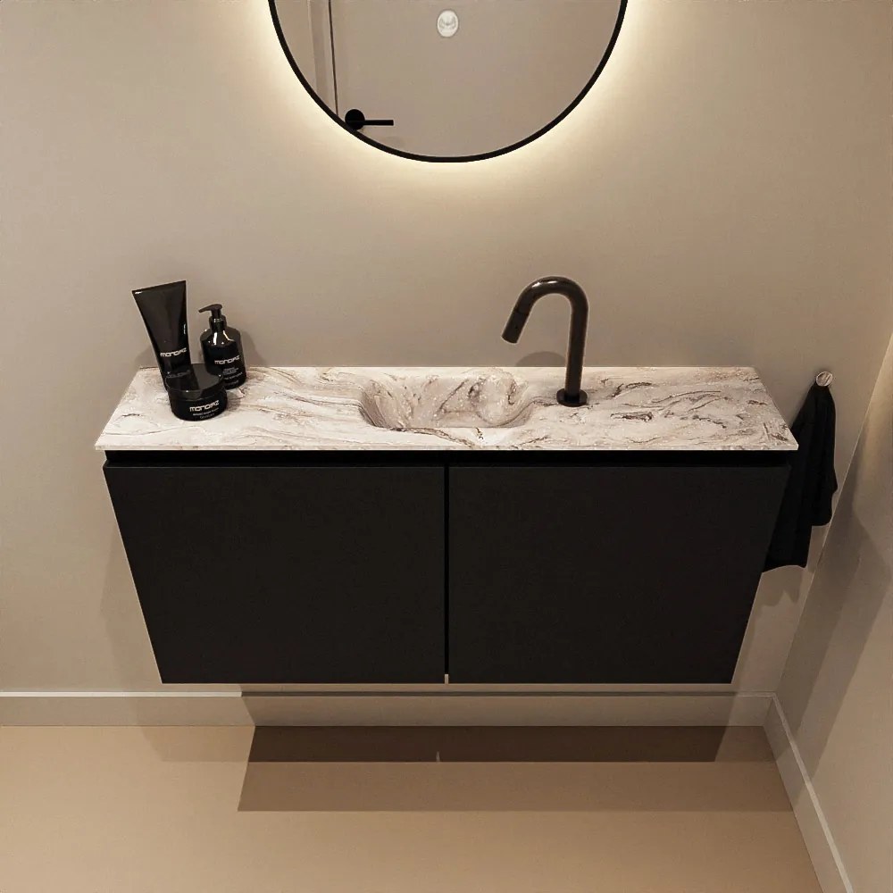 Mondiaz Ture DLux toiletmeubel 100cm urban met wastafel glace midden met kraangat