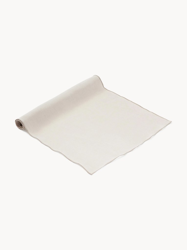 Linnen tafelloper Kennedy met decoratieve randafwerking