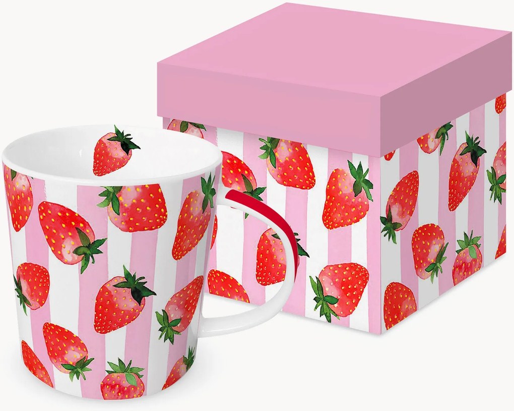 Mok Strawberry & Stripes van nieuw bottenporselein