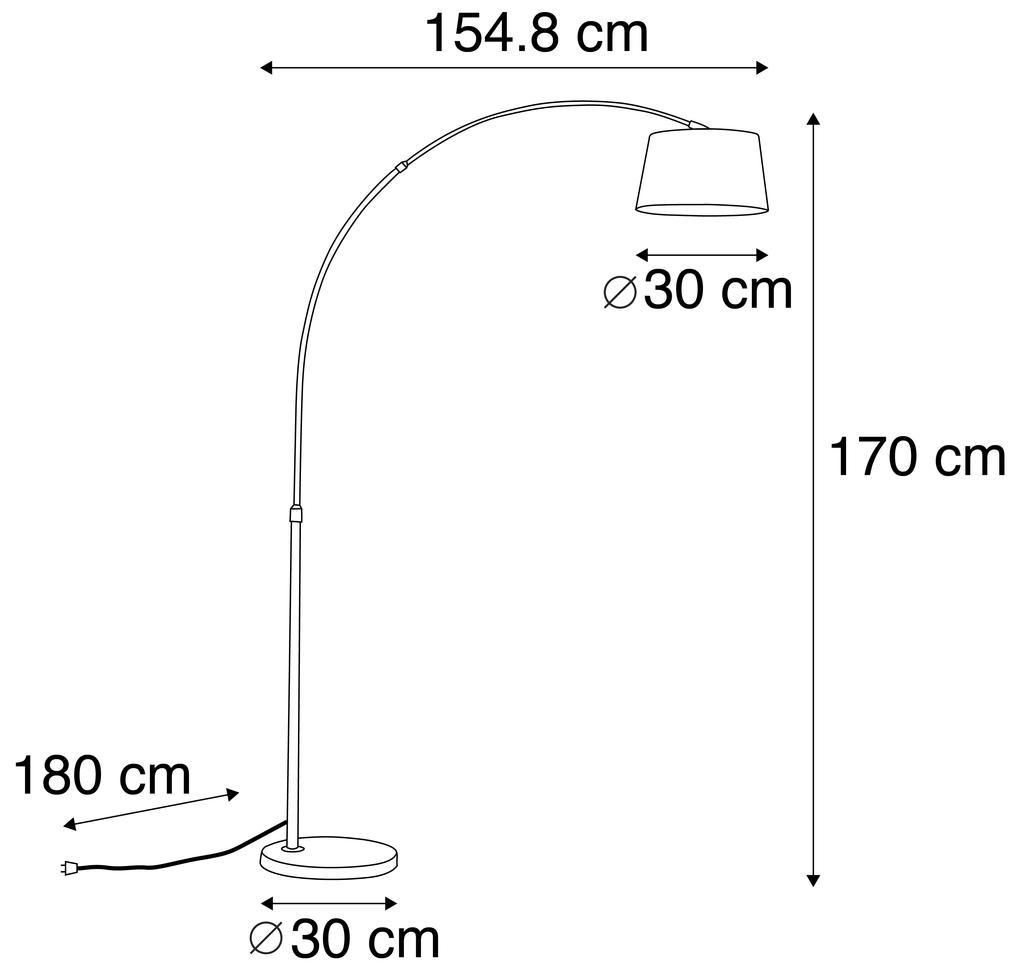 Smart booglamp staal met witte stoffen kap incl. Wifi A60 - Arc Basic Modern E27 rond Binnenverlichting Lamp