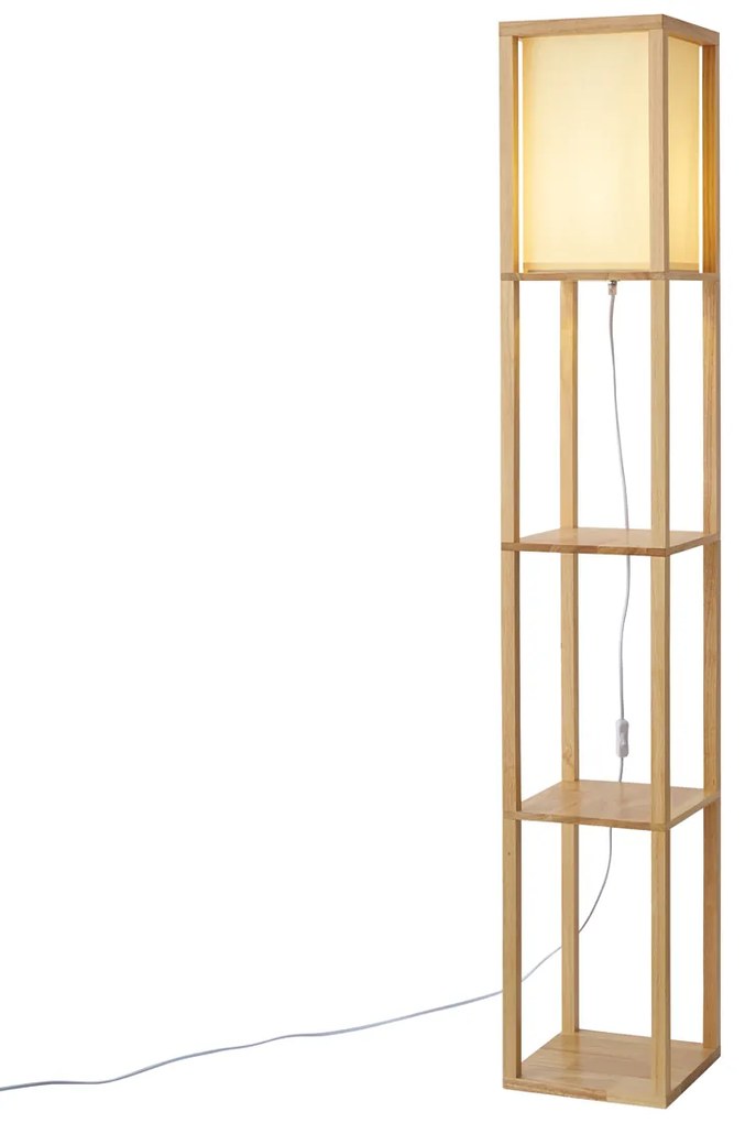Moderne vloerlamp hout met beige kap - Stojan