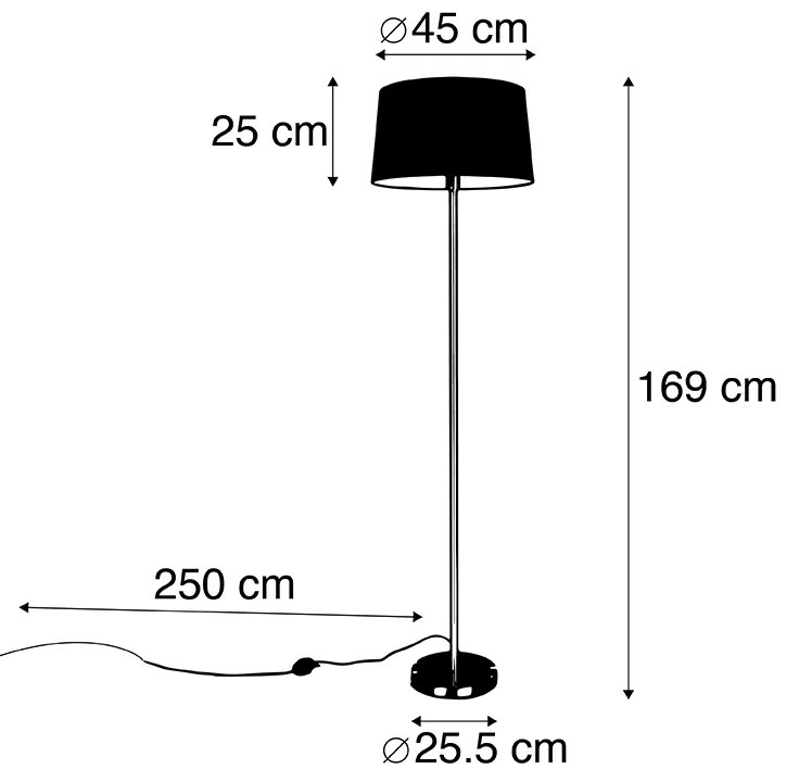 Moderne vloerlamp zwart met zwarte kap 45 cm - Simplo