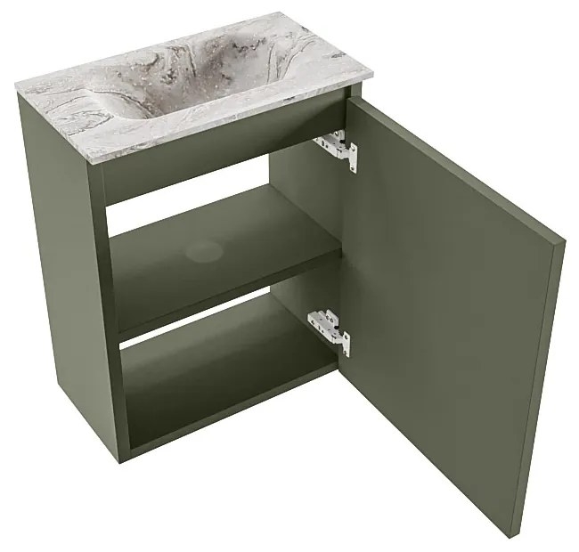 Mondiaz Ture DLux toiletmeubel 40cm army met wastafel glace midden zonder kraangat