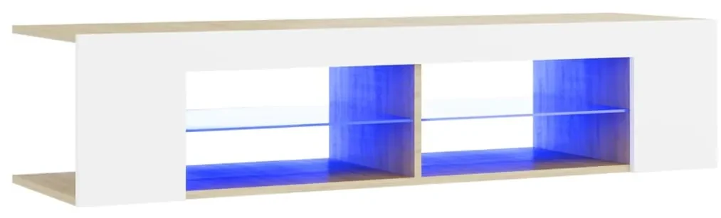 vidaXL Tv-meubel met LED-verlichting 135x39x30cm wit sonoma eikenkleur