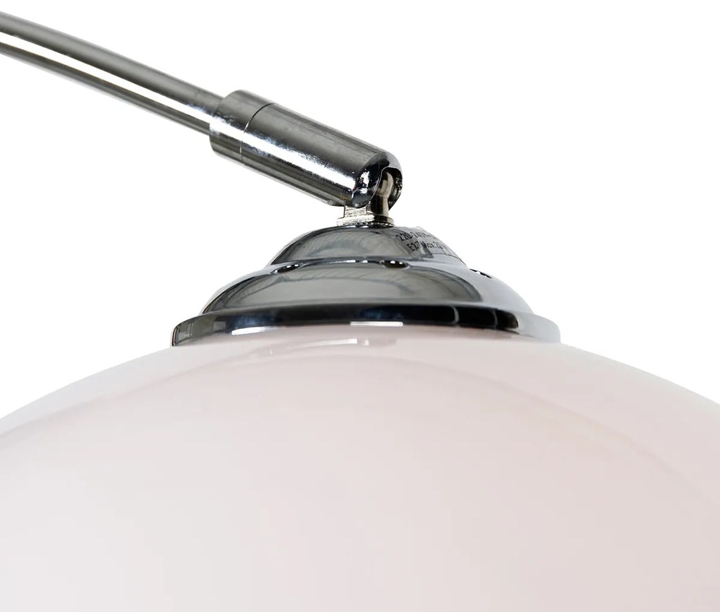 Moderne booglamp chroom met witte kap - Arc Basic