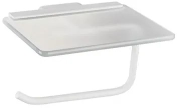 Eastbrook Asti messing toiletrolhouder met glazen planchet wit mat