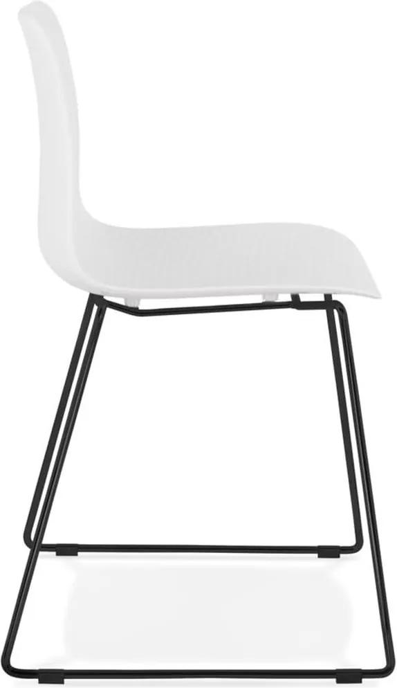 Moderne witte stoel 'EXPO' met poten van zwart metaal