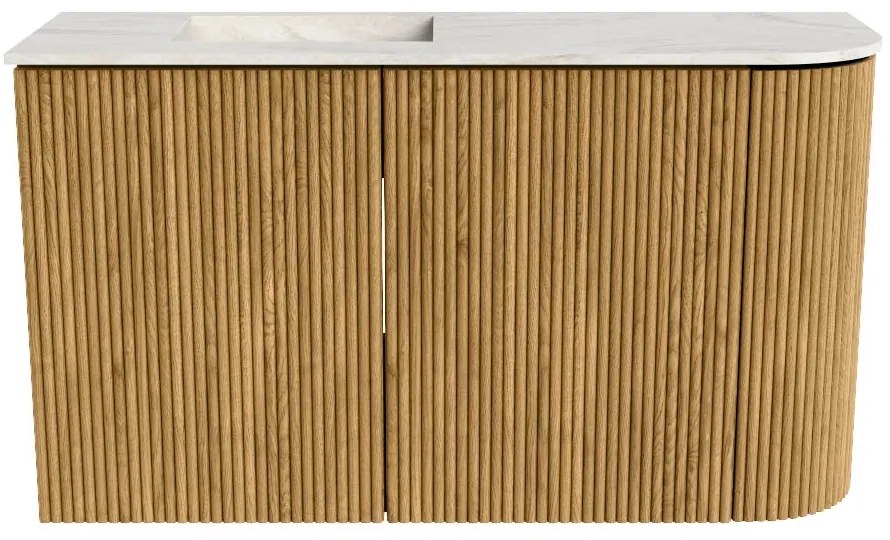 Mondiaz Joya DLux 70cm toiletmeubel ronding rechts oak met wastafel faye links zonder kraangat ostra