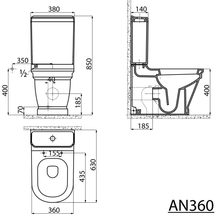 Sapho Antik duoblok toilet keramiek wit