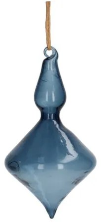 Kerstbal, pegel, glas, blauw, 9,5 cm