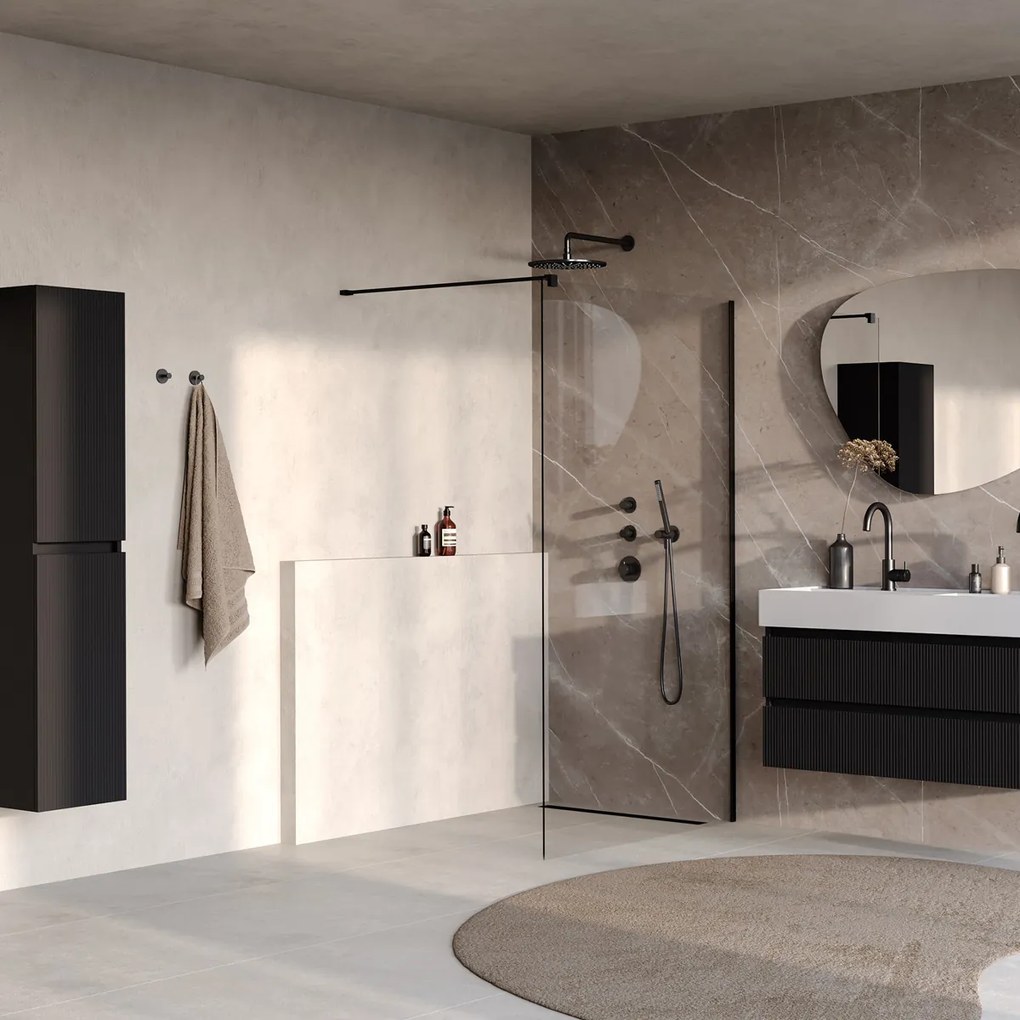 Brauer Oblivion inloopdouche helder glas 110cm zwart mat