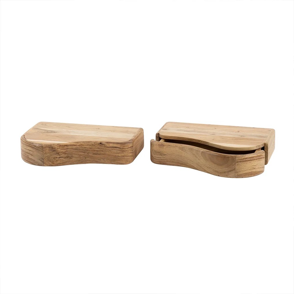 2x Hangend Nachtkastje Organische Vorm - 40x25x8cm.