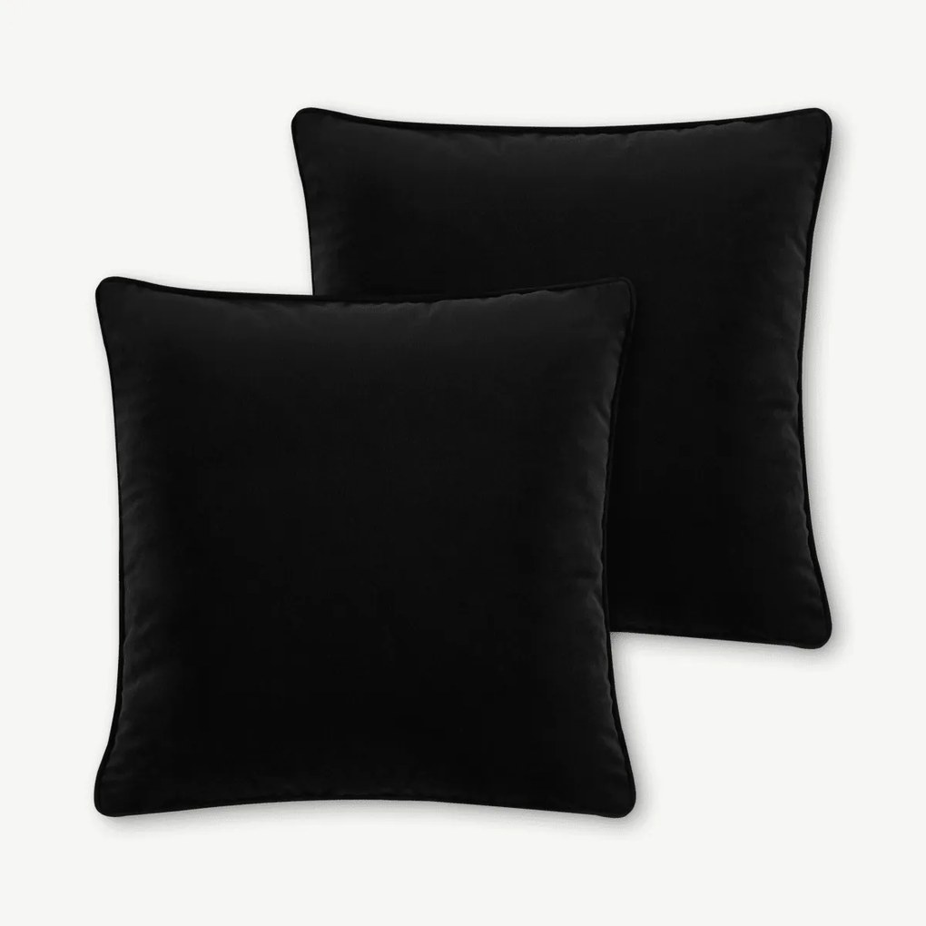 Julius set van 2 kussens van fluweel, 59 x 59cm, diepzwart