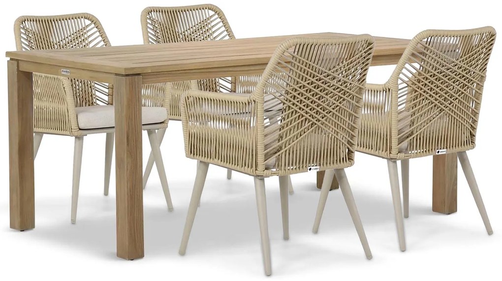 Tuinset 4 personen 180 cm Aluminium/wicker Taupe Coco Vedra/Bristol