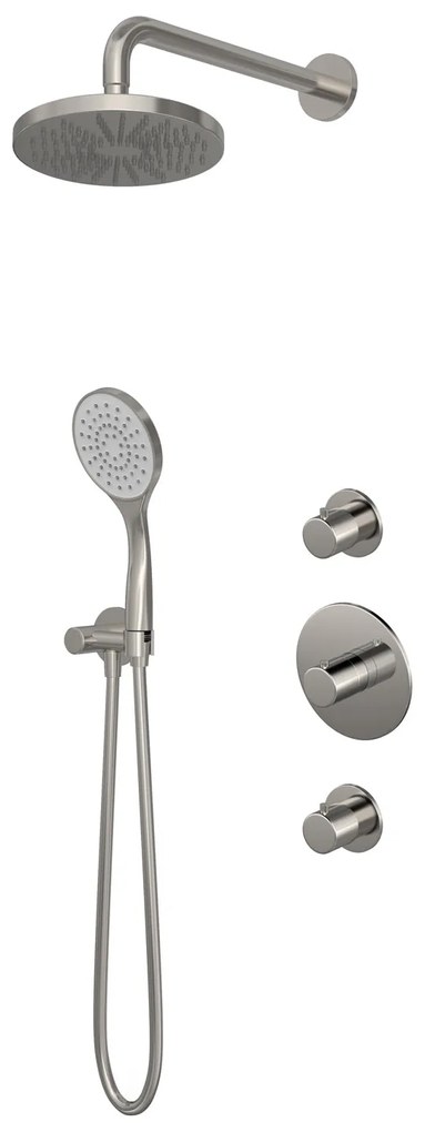 Hotbath Buddy IBS12 inbouw regendouche 30cm met 3 standen handdouche en glijstang geborsteld nikkel