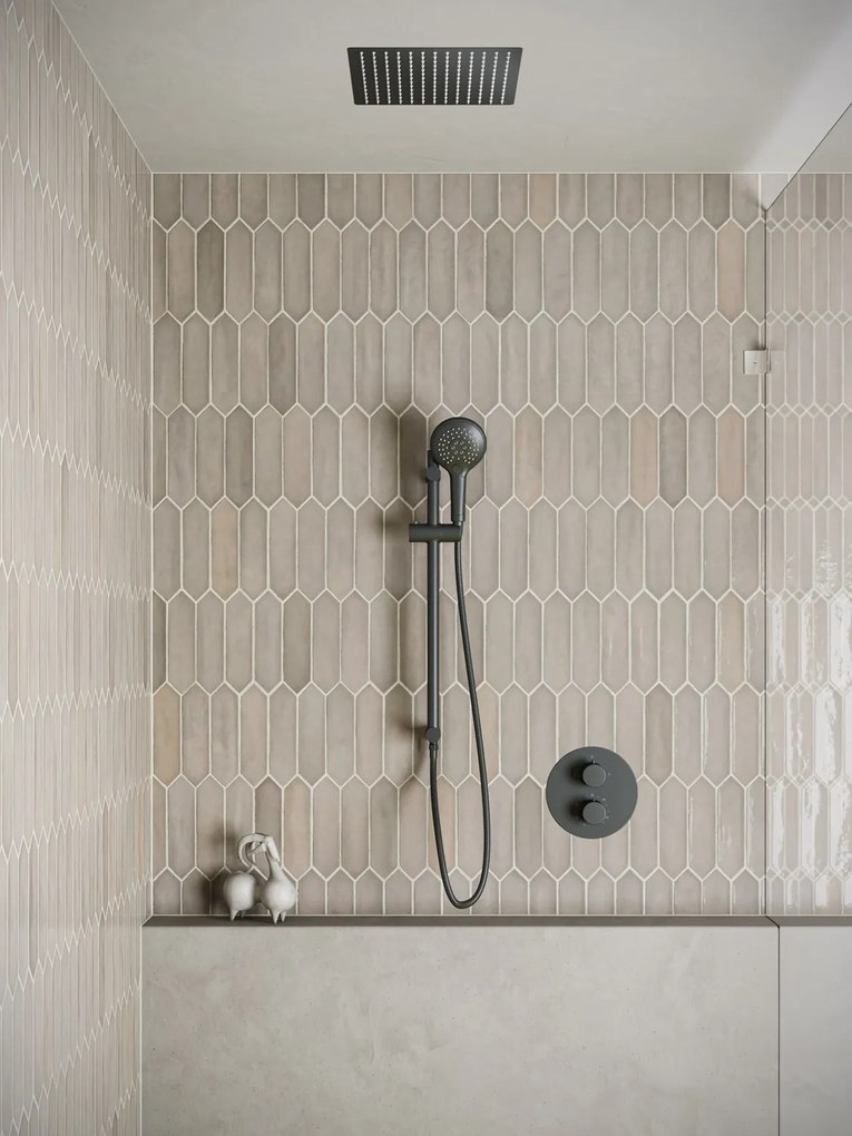 Saniclear Cube inbouw regendouche rond met inbouw douchekop 30x30cm, glijstang en 2 standen handdouche zwart mat