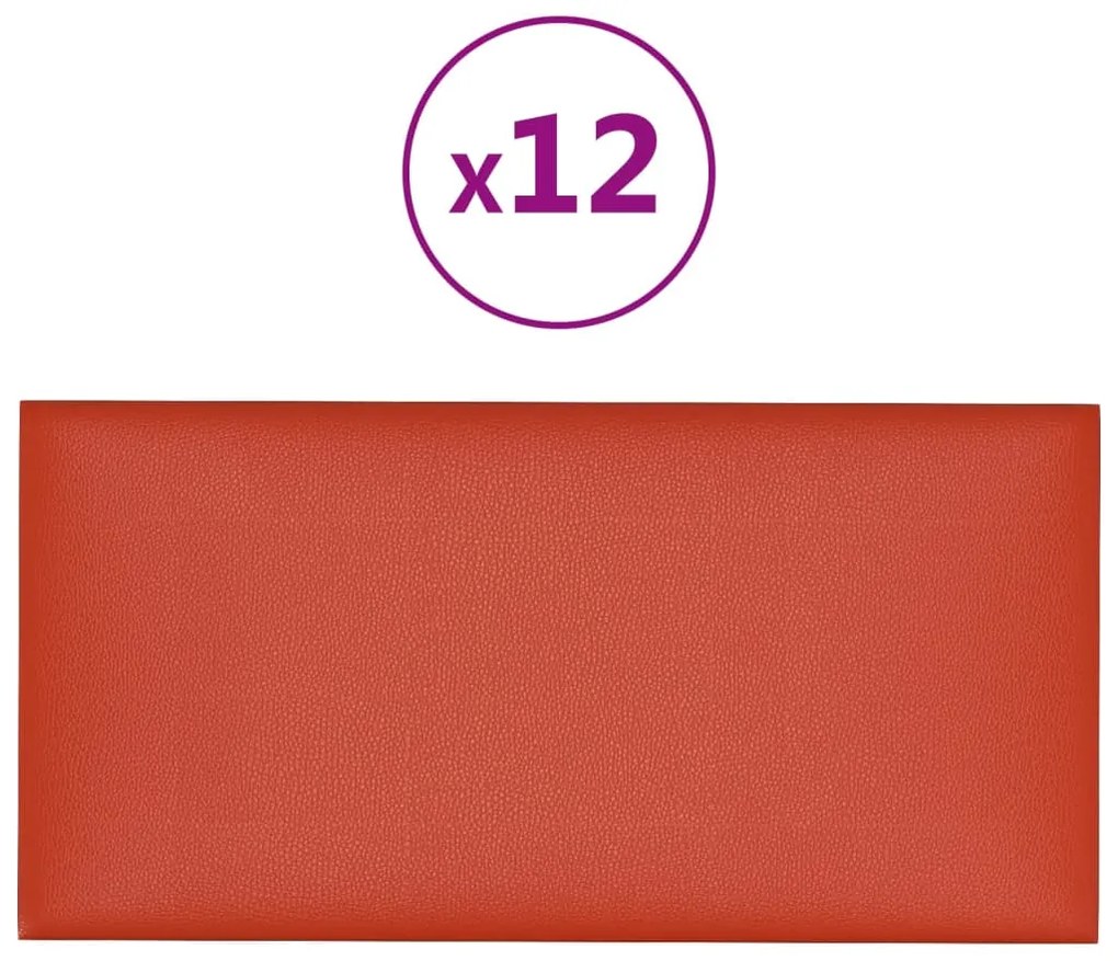 vidaXL Wandpanelen 12 st 2,16 m² 60x30 cm kunstleer rood