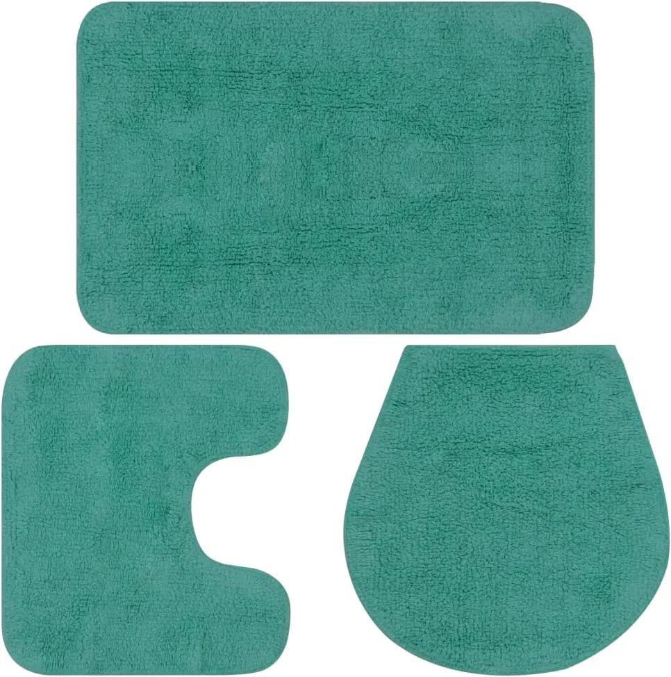 Badmattenset stof turquoise 3-delig