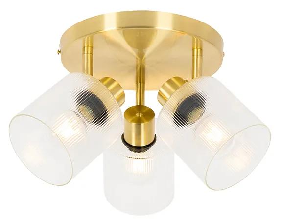 PlafondSpot / Opbouwspot / Plafondspot goud met glas 3-lichts verstelbaar rond - Laura Art Deco E27 Binnenverlichting Lamp