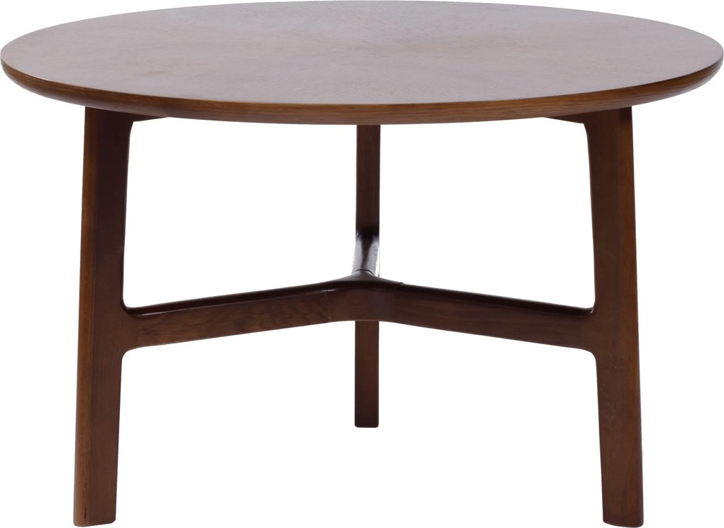 Mazzoni BELLUNO Naturel Noten (Donkerbruin) - HOUTEN SALONTAFEL Ø65 cm ROND MODERN CLASSIC