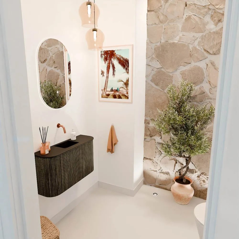 Mondiaz Joya 75cm toiletmeubel ronding links/rechts shadow met wastafel faye midden zonder kraangat urban