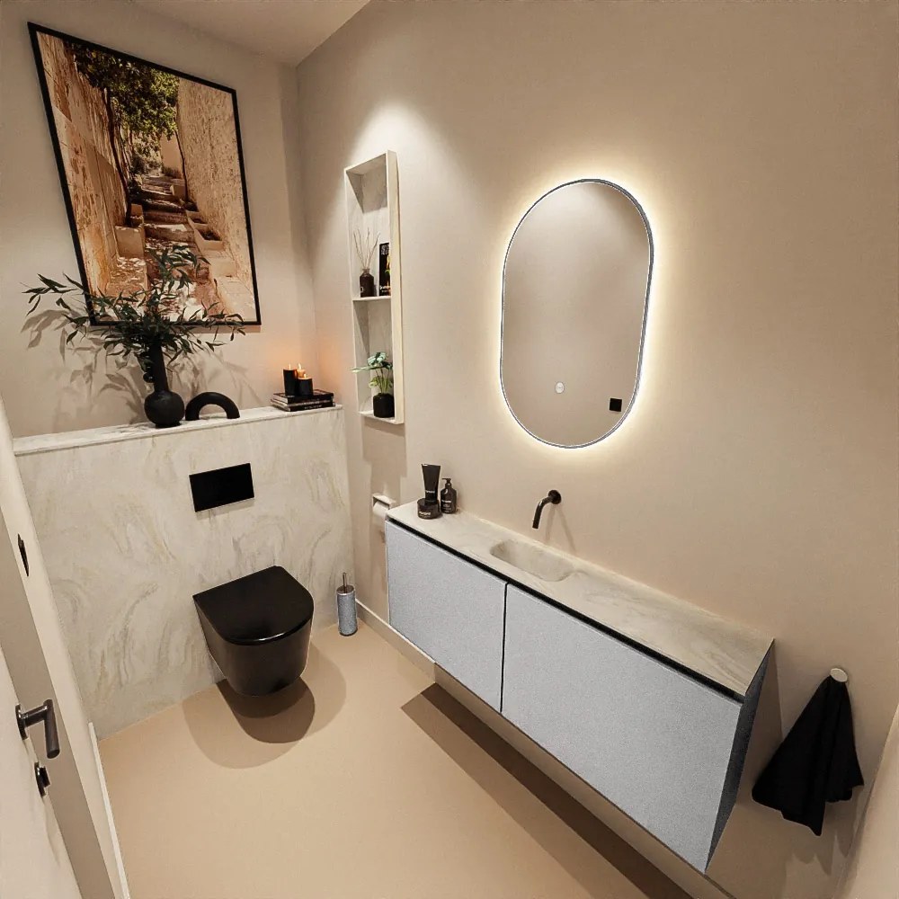 Mondiaz Ture DLux toiletmeubel 120cm plata met wastafel ostra midden zonder kraangat