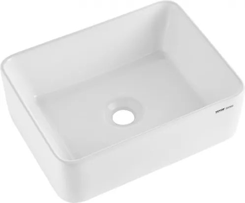 VEVOR Rechthoekige wastafel, 406 x 305 x 133 mm, wastafel boven het aanrecht, moderne keramische wastafel, voor toiletten, hotels, restaurants, helder wit