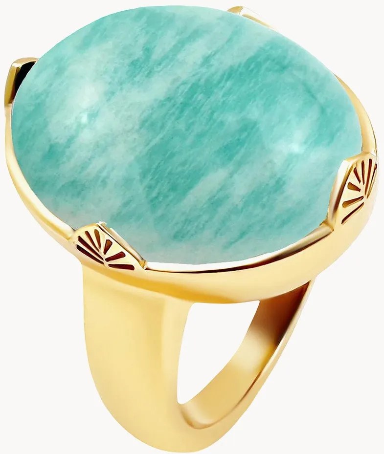 Vergulde ring Neo met amazoniet