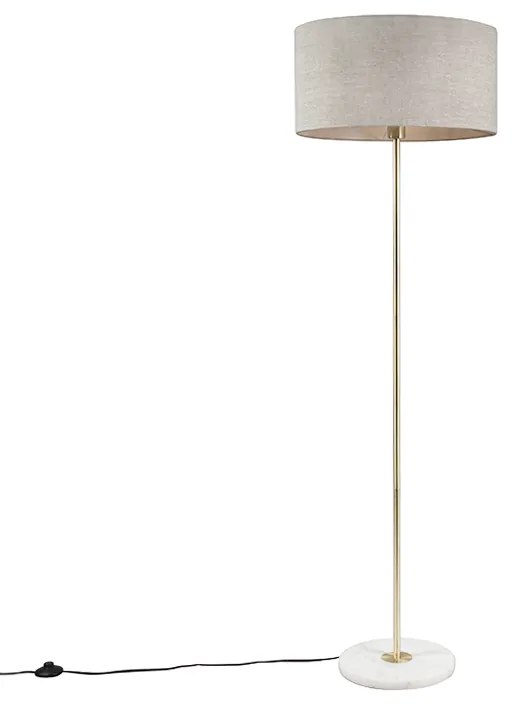 Vloerlamp messing met grijze kap 50 cm - Kaso Modern, Retro E27 rond Binnenverlichting Lamp