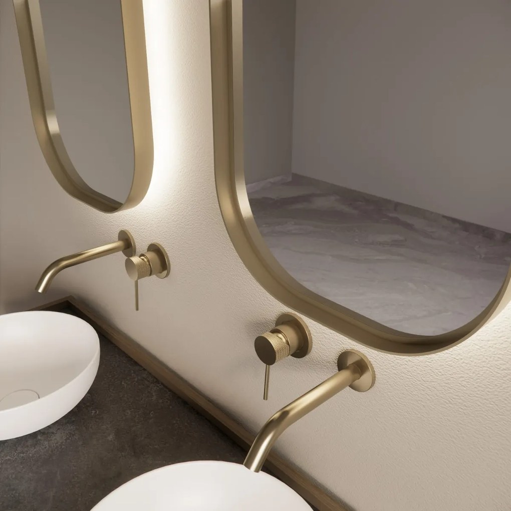 Gliss Design Plato spiegel met LED-verlichting 40x100cm mat goud