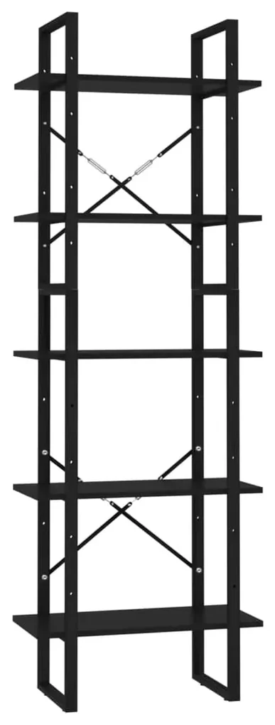 vidaXL Boekenkast met 5 schappen 60x30x175 cm spaanplaat zwart