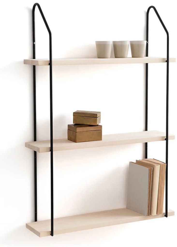 Driedubbel wandrek, grenen en metaal L65 cm, Vinto