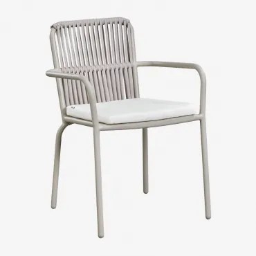 Stapelbare Set Van 4 Aluminium Tuinstoelen Met Armleuningen Alberta Grijs – Koel - Sklum