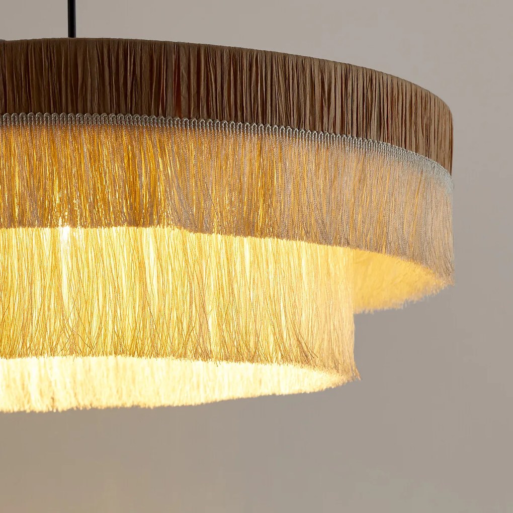 Hanglamp in raffia met franjes Ø50 cm, Kavi