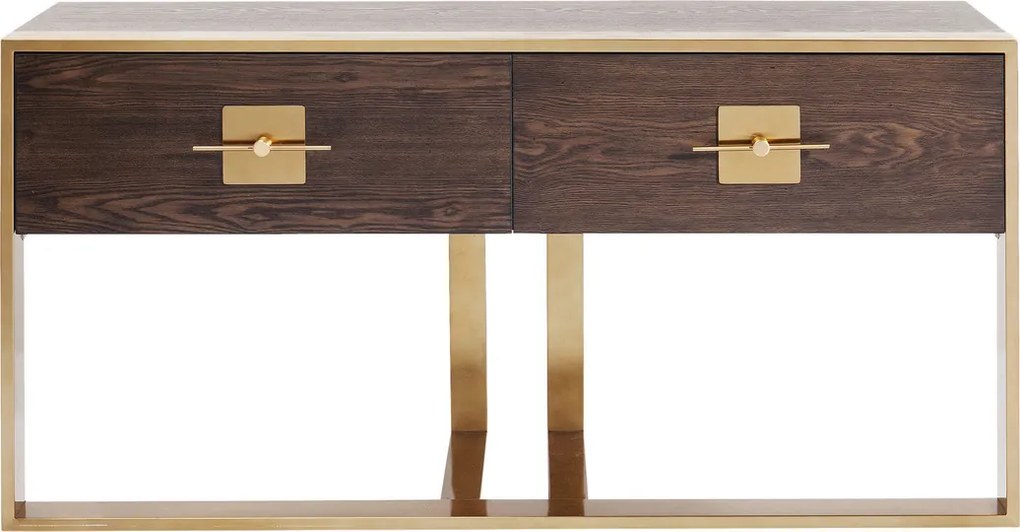 Houten Sidetable Met Messing - 148.6 X 45cm.