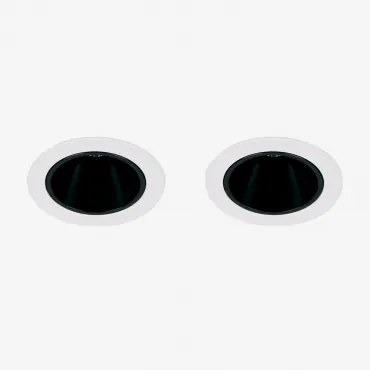 Pack Van 2 Inbouw Led-downlights Met Ronde Frames Ø8 Cm Voor Buitengebruik In Aluminium Luisiana Wit – Zwart & 23º & Wit Koud 4000k & 11 W - Sklum