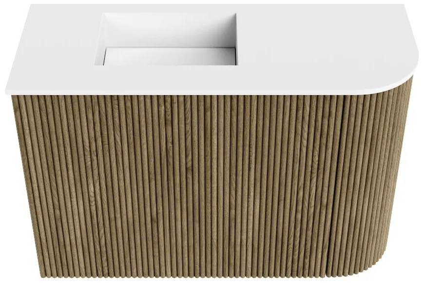 Mondiaz Joya 60cm toiletmeubel ronding rechts dusk met wastafel faye links zonder kraangat talc
