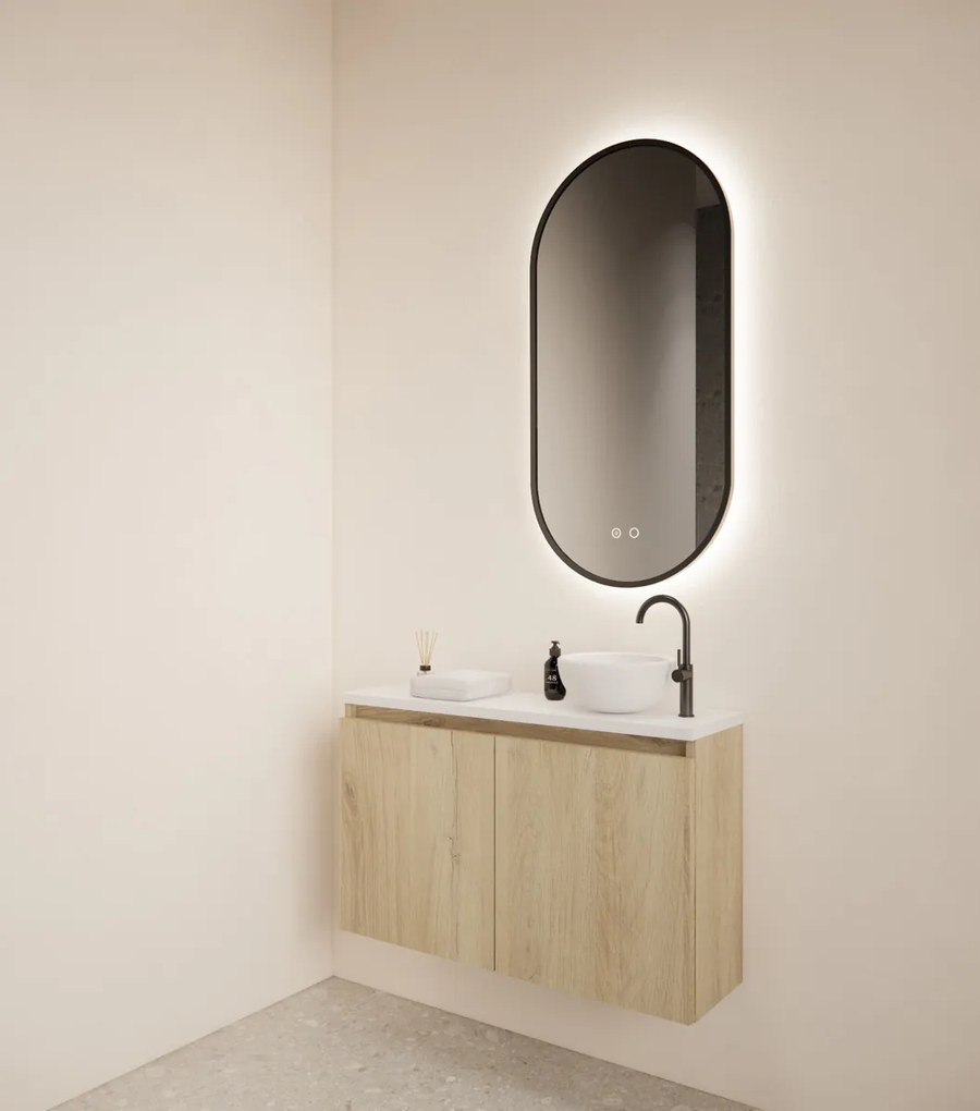 Gliss Design Echo toiletmeubel 80cm evoke eiken met toppaneel wit mat
