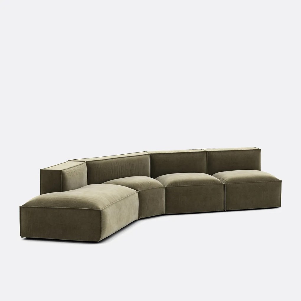 Modulaire bank links, vintage ribfluweel, Seven