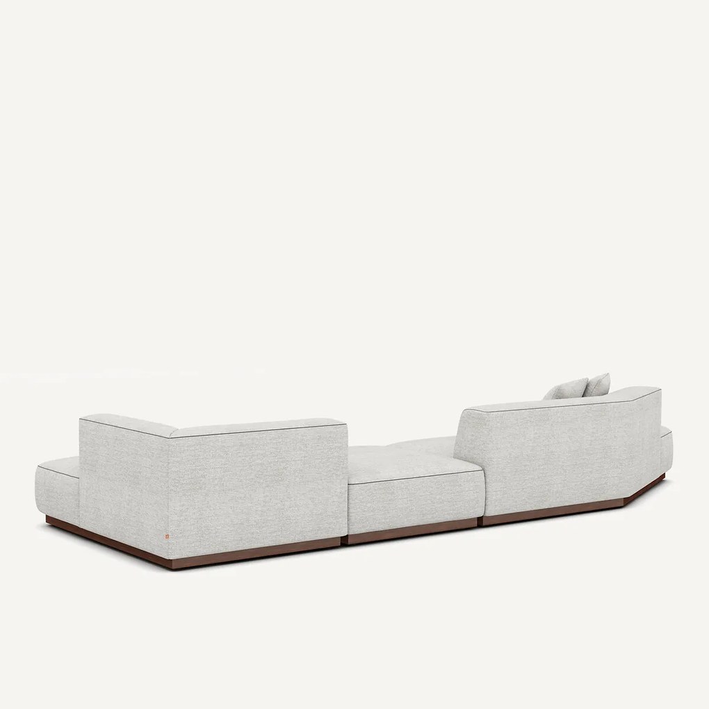 Rechte open hoekbank met voetsteun van gevlekt canvas, JACOPO