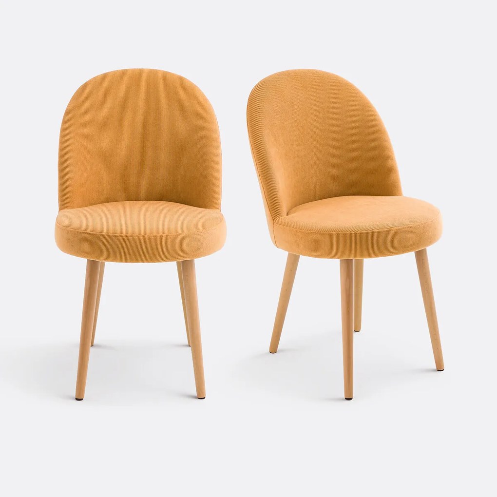 Set van 2 ribfluwelen stoelen Inès