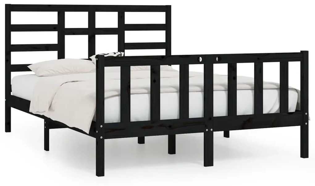 vidaXL Bedframe massief hout zwart 150x200 cm 5FT King Size