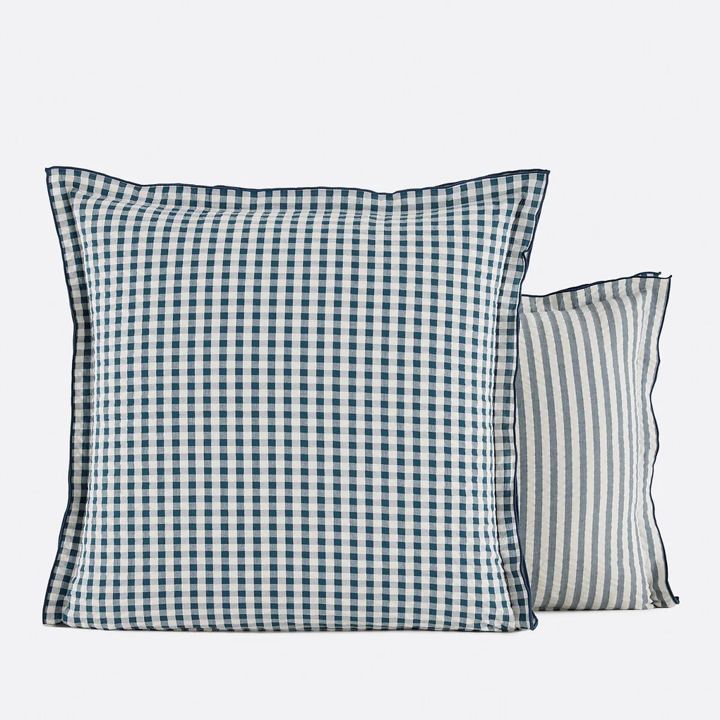 Kussensloop seersucker katoen, Cottage blauw