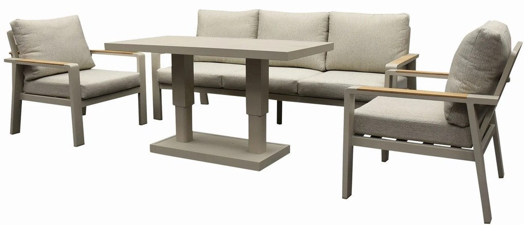Lola stoel bank dining loungeset 4 delig verstelbare tafel latte zand